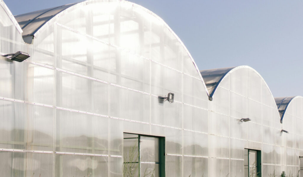 Trilhos ferroviários usados para construção de estufas